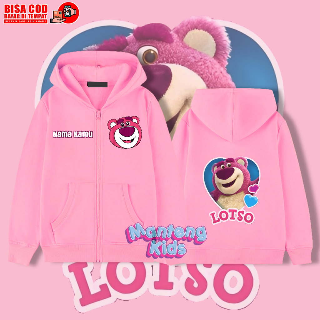 Hoodie zipper anak lotso toy story/jaket resleting