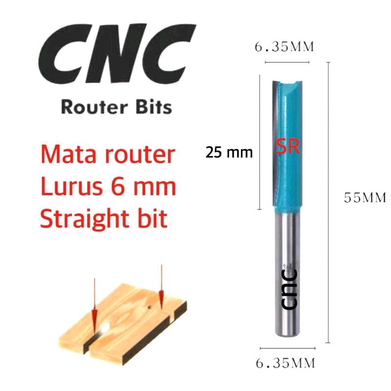 Mata Router/ Profil Lurus 6 mm/ Straight Bits CNC