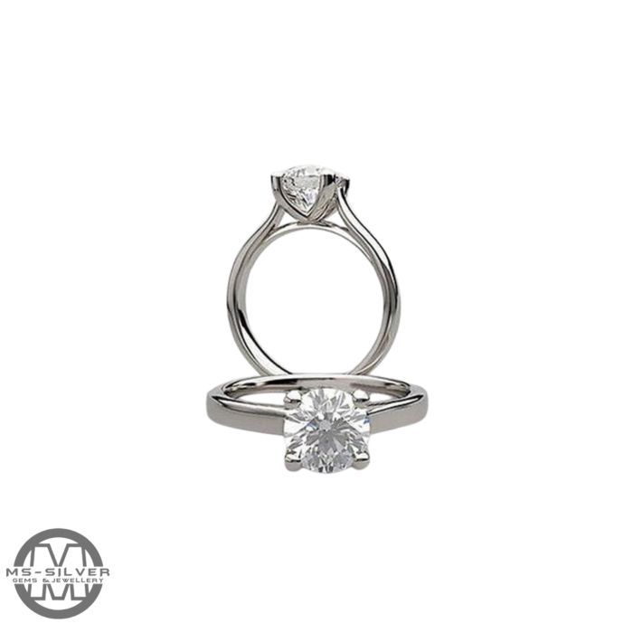 Cincin Perak 925 Single Tunangan Wanita Nikah Kawin Elegant Swarovski 01-MS SILVER