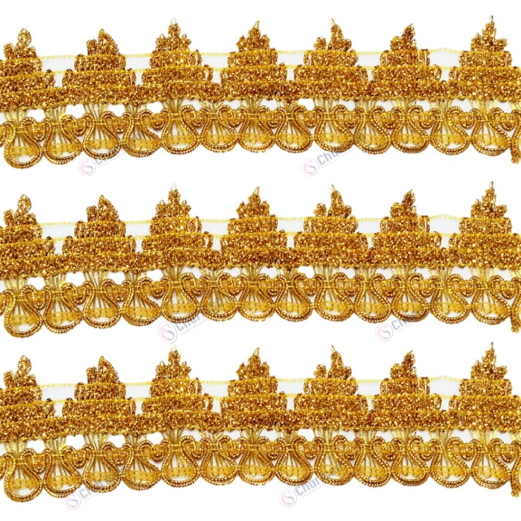 Renda emas 0567 / renda mas 4 cm panjang 15 meter / renda besar / renda lebar