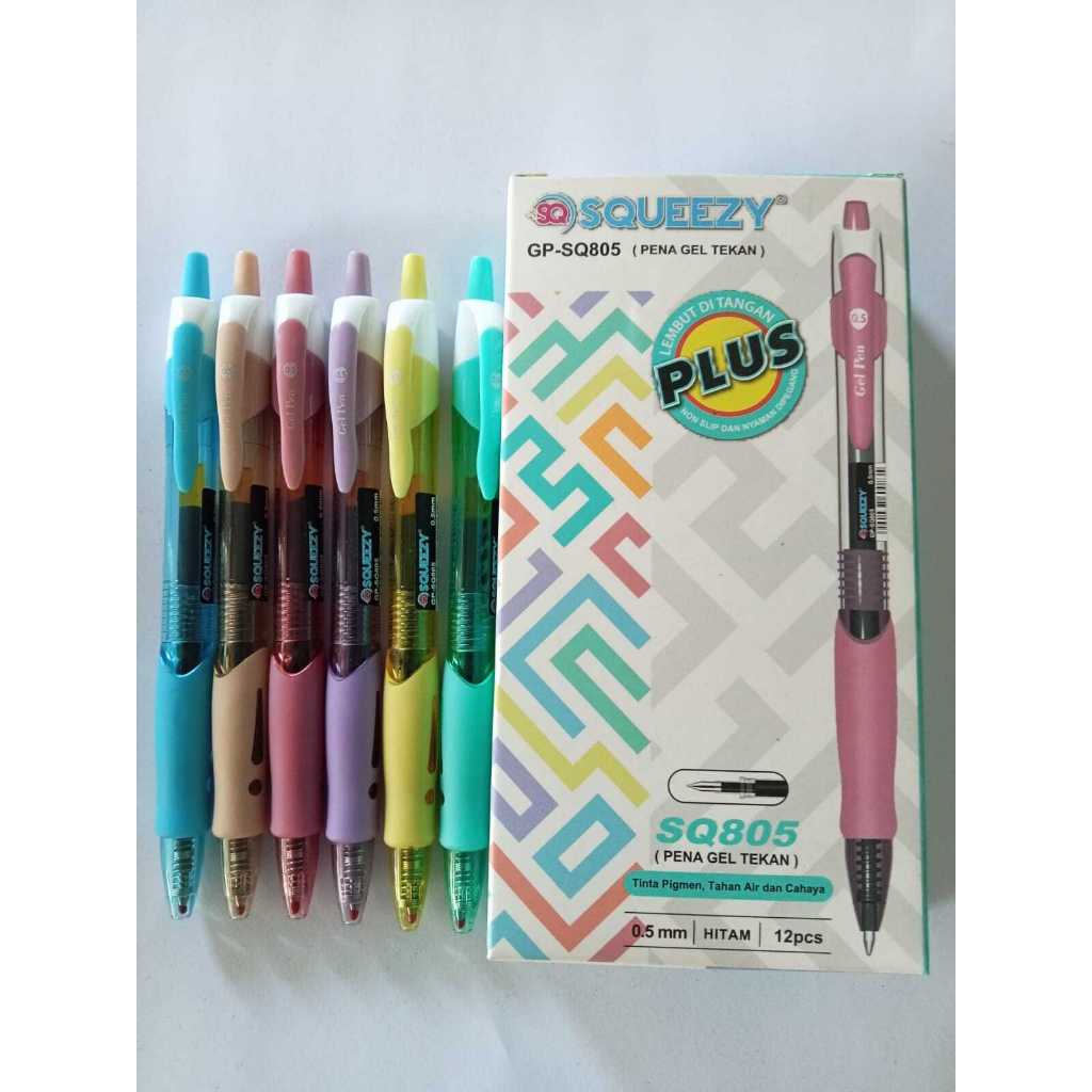 

Pulpen Gel Tekan Warna | Gel Pen Click Colour SQ 0.5mm SQ805 (1Pck)