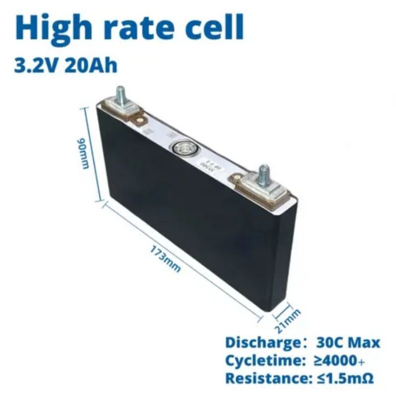 Battery lifepo4 3.2v 20ah Panasonic high Rate 25C Sistem Baut Real 22ah