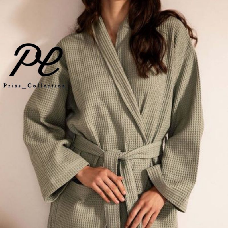 PRISS Kimono Handuk Bathrobe Waffle Luxury Hotel Kimono Baju Tidur Pria Wanita Size Jumbo