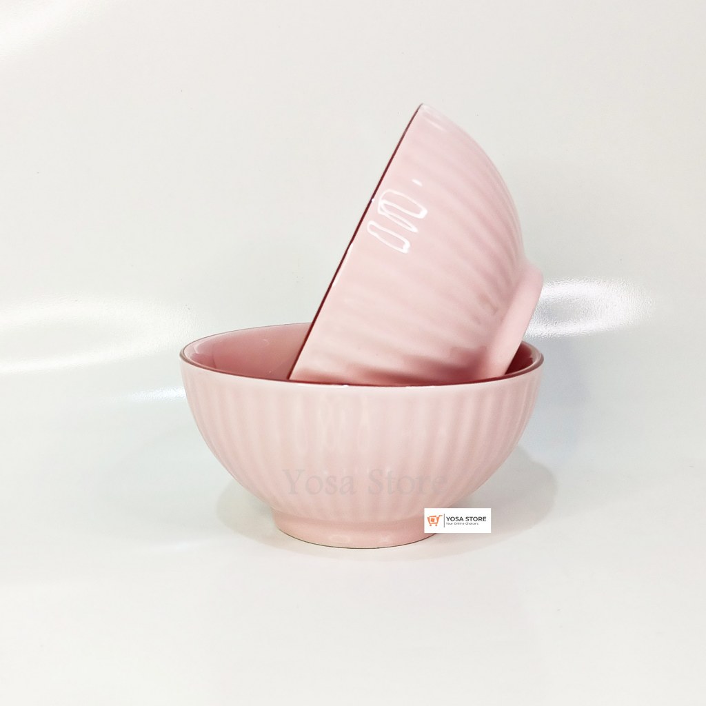Mangkok Keramik Ramekin Bakso Mie Ayam Warna Pink 6 Inch 1 Pcs