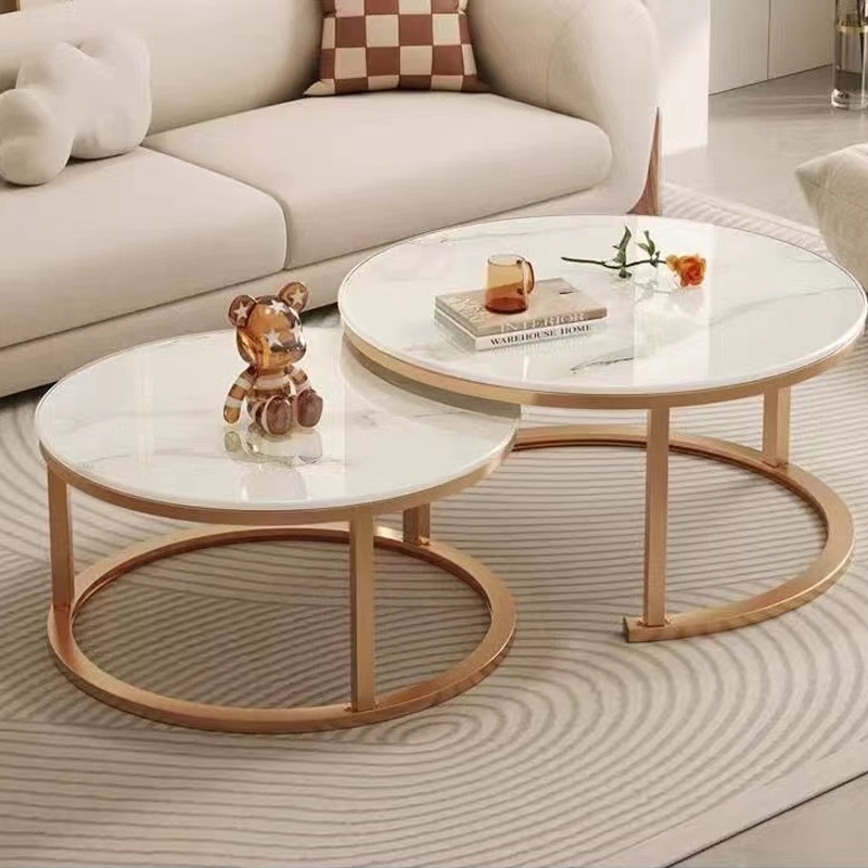 Meja Bulat Minimalis Ruang Tamu Meja Industrial Besi Meja Tamu Aesthetic Meja Kopi Meja Cemilan