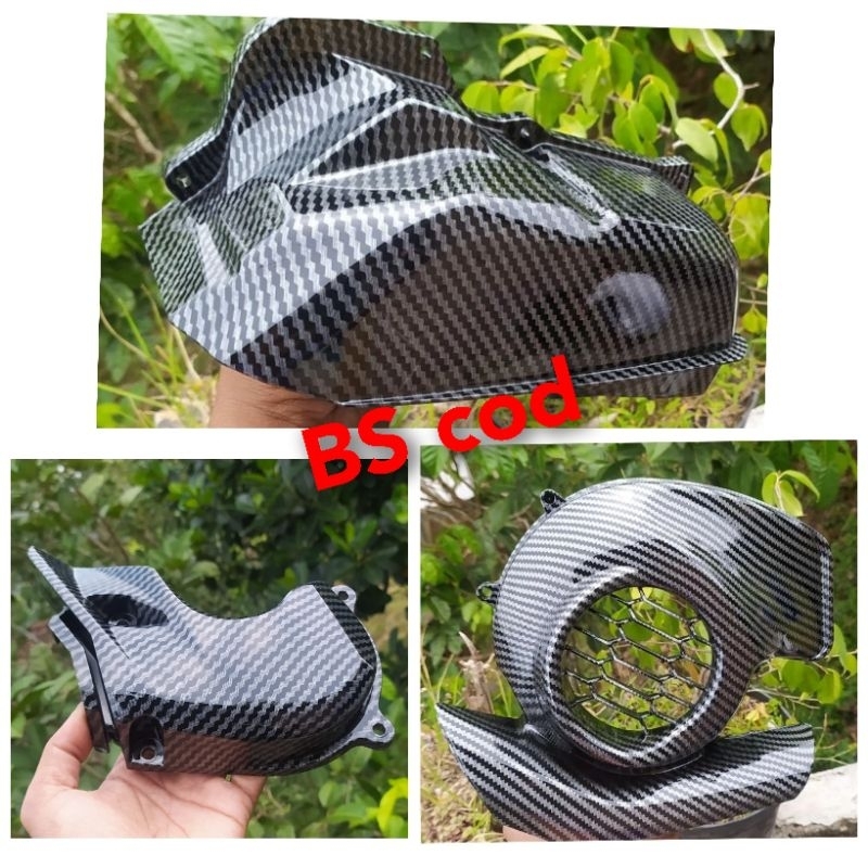 paket karbon 3pcs Mio m3 S Z  Fino 125 soul GT 125 xride 125 tutup filter keongan cvt tutup kipas