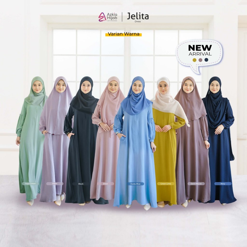 New Color Model Gamis JELITA Size S sd XL Ori By Azkia Hijab