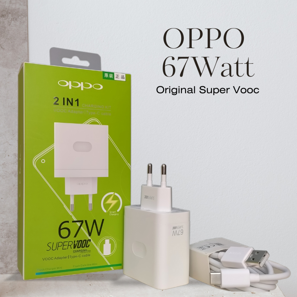 Charger Oppo 67W Original Type C Super VOOC Charger 67Watt Oppo Super Vooc USB Type C 6,5A For Oppo A78 / RENO 10 Reno8 T 5G / A98 5G / Find N3 /  Oppo Pad 2