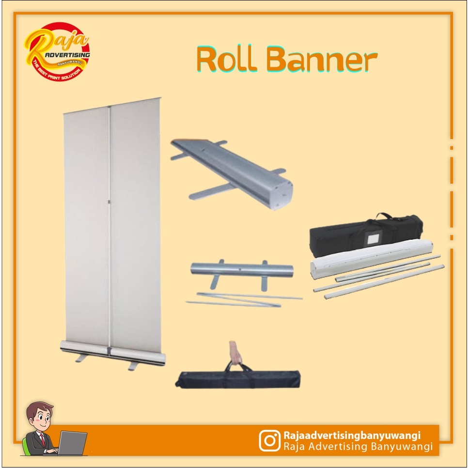 Rangka STAND Roll Up Banner 60 x 160 Aluminium HANYA ALAT ROLL UP TIDAK CETAK