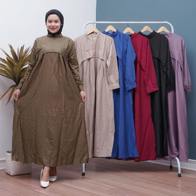 Gamis Inara Polos Linen Premium