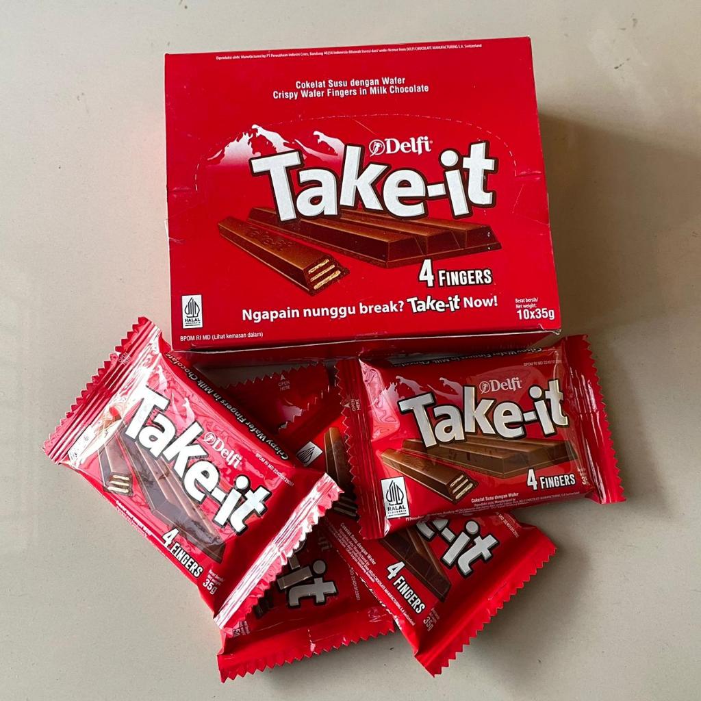 

DELFI TAKE IT 4 FINGERS MILK 35 GRAM 1 BOX ISI 10 | COKLAT WAFER