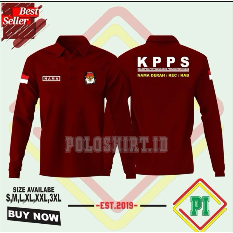 POLOSHIRT KAOS KERAH PANJANG KPPS / KAOS POLO KERAH KPPS FREE NAMA / NAMA DAERAH / JABATAN
