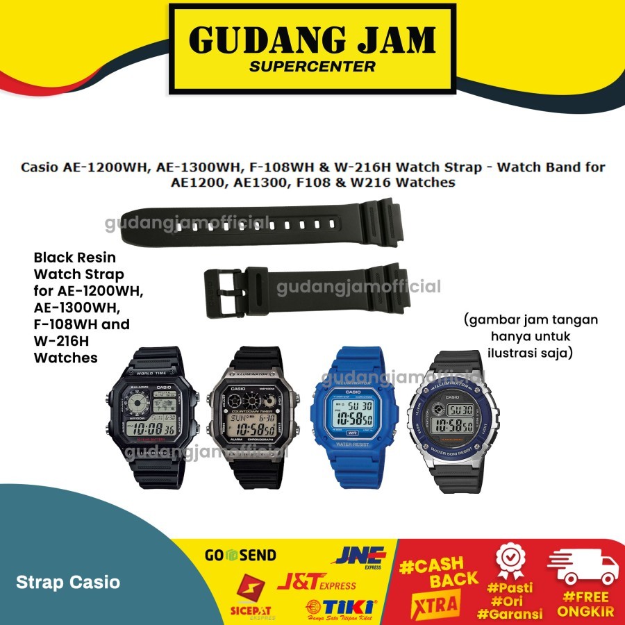 Tali Strap AE-1200WH Gantungan Karet untuk Model AE-1200WH AE-1300WH W216H F-108WH AE1200WH AE-1300W