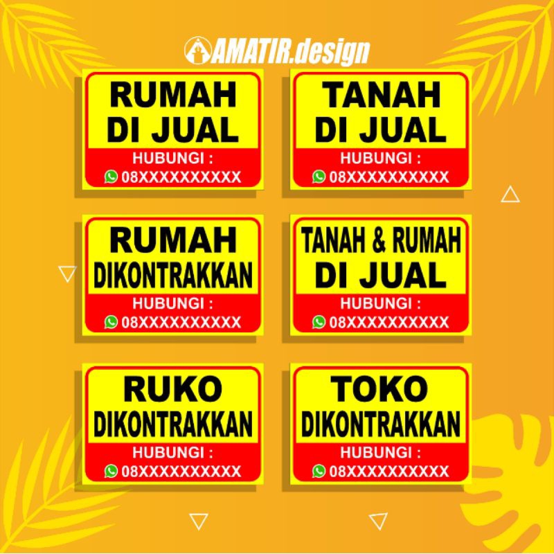 

STIKER RUMAH DIJUAL, STIKER TANAH DIJUAL (Bahan Vinyl +Laminasi Glossy)