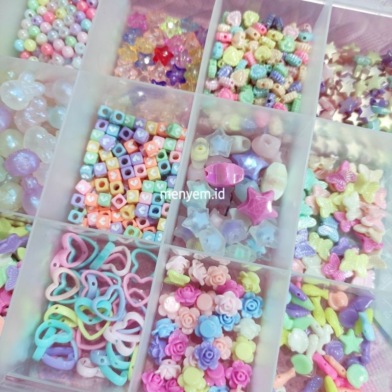 (10gr )Manik monte warna pastel bahan DIY gelang kalung kerajinan anak
