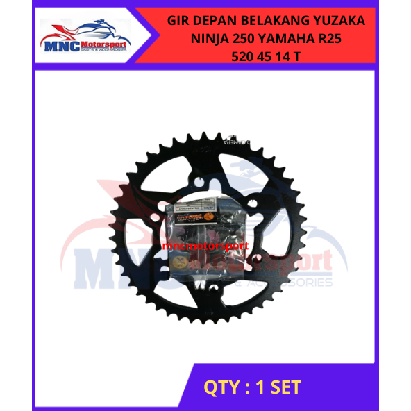 GEAR GIR DEPAN BELAKANG ONLY YUZAKA NINJA 250 CC R25  R 25 520 - 45 - 14 T