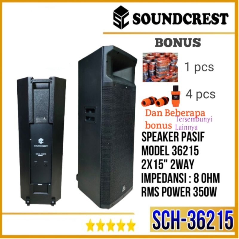 2 pcs Speaker Pasif SOUNDCREST SCH 36215 2x15 inch 2 way Speker Box 8 ohm 350 watt Sound system