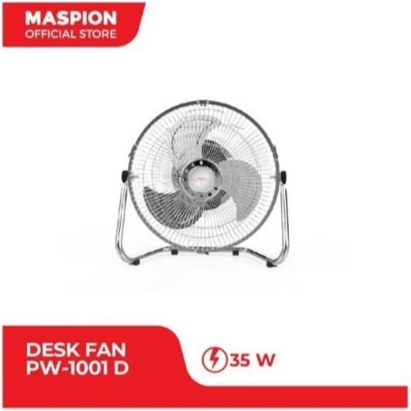 Maspion Power Desk Fan PW 1001 D. Kipas angin duduk 10" inch. baling2 besi