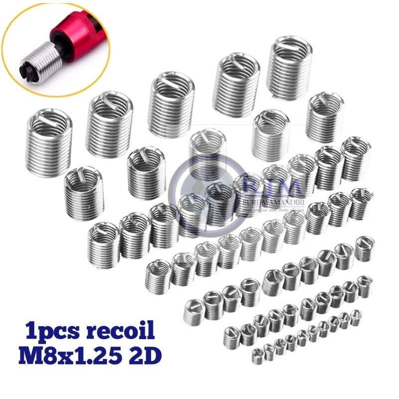 1pcs helicoil recoil m8x1.25 2D recoil baut 12 recoil baut kunci 12