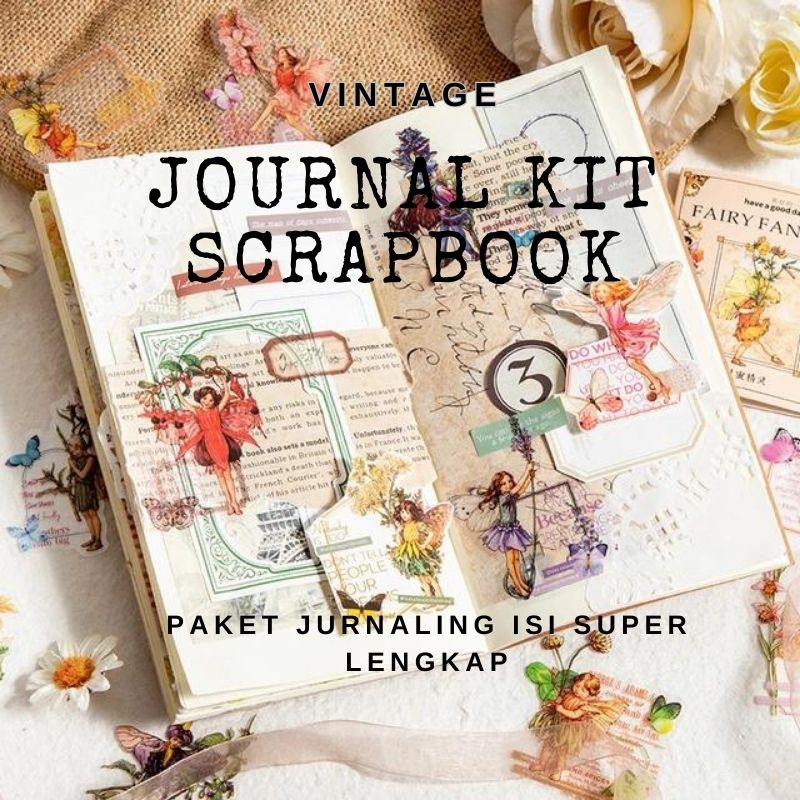 

GAEKOPEDIA || 55+ Sheet Jurnal Kit Vintage Scrapbook Bujo Aesthetic Murah Dekorasi Deco Stiker DIY Bullet Journal Planner Kit