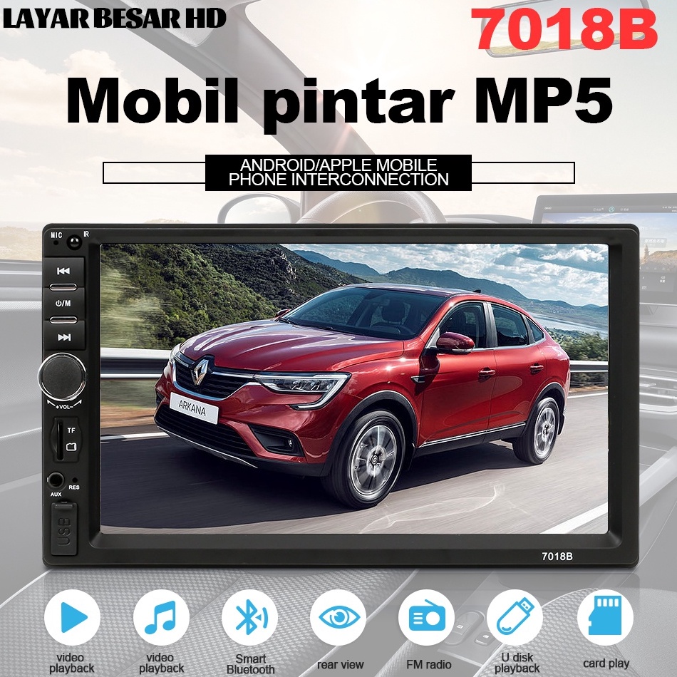 OM Head Unit DHD 718B Radio Mobil HD IOSAndroid Mirrorlink Mobil MP5 Multimedia Player Layar Sentuh 