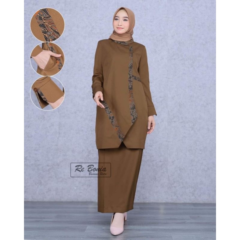 blazer tunik Pemda tua Lis batik seragam ASN blazer rebonia