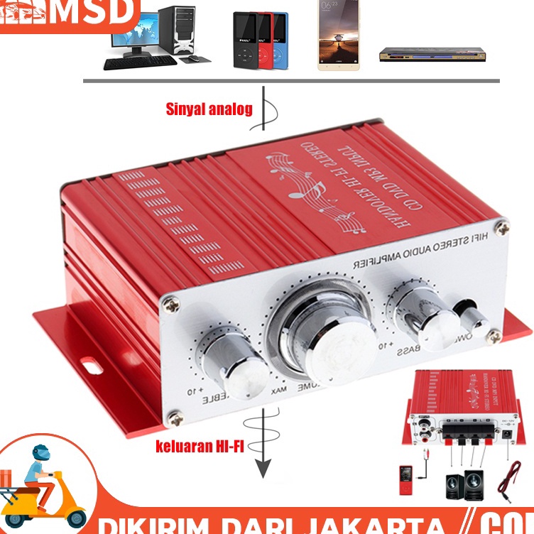 MAJ Ampli Mini HiFi Stereo Power Amplifier 12V 2W 2 Channel Power Amplifier Mini Mobil