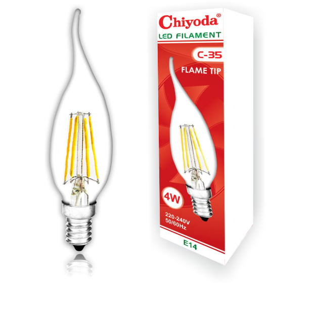Lampu Chiyoda LED Filament C-35 Flametip E-14 4W Warmwhite Clear