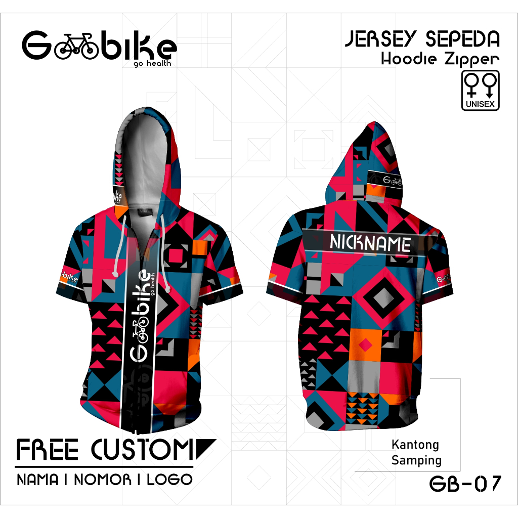 Hoodie zipper jersey sepeda baju gowes kaos go bike