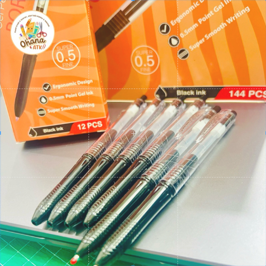 

(12 pcs) Pulpen Gel PORORO SAFARI SF-800 KOKORO Hitam 0.5