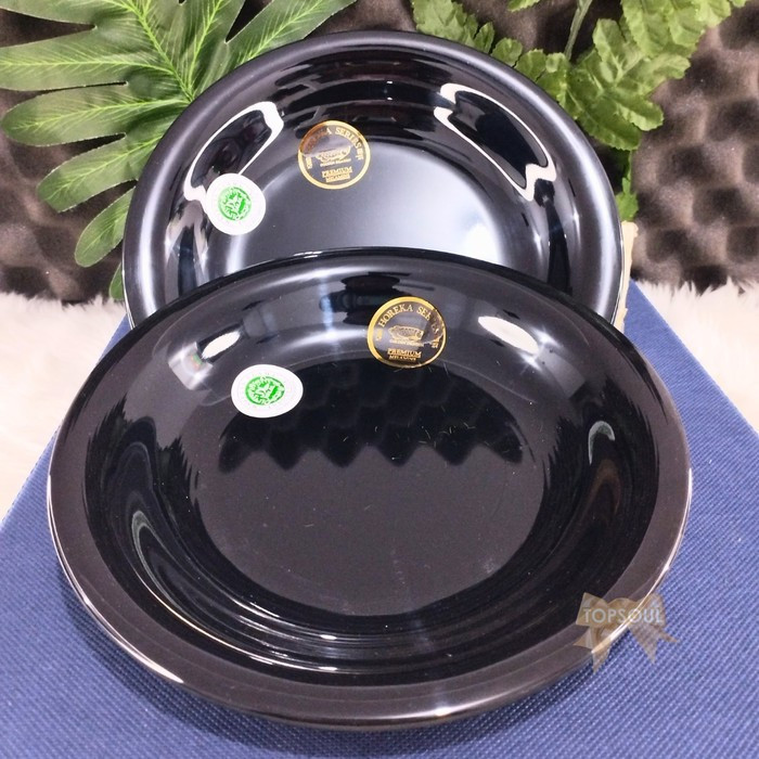 HITAM Piring Lontong 10 Inch Horeka Bulat Melamine Golden Dragon P6210