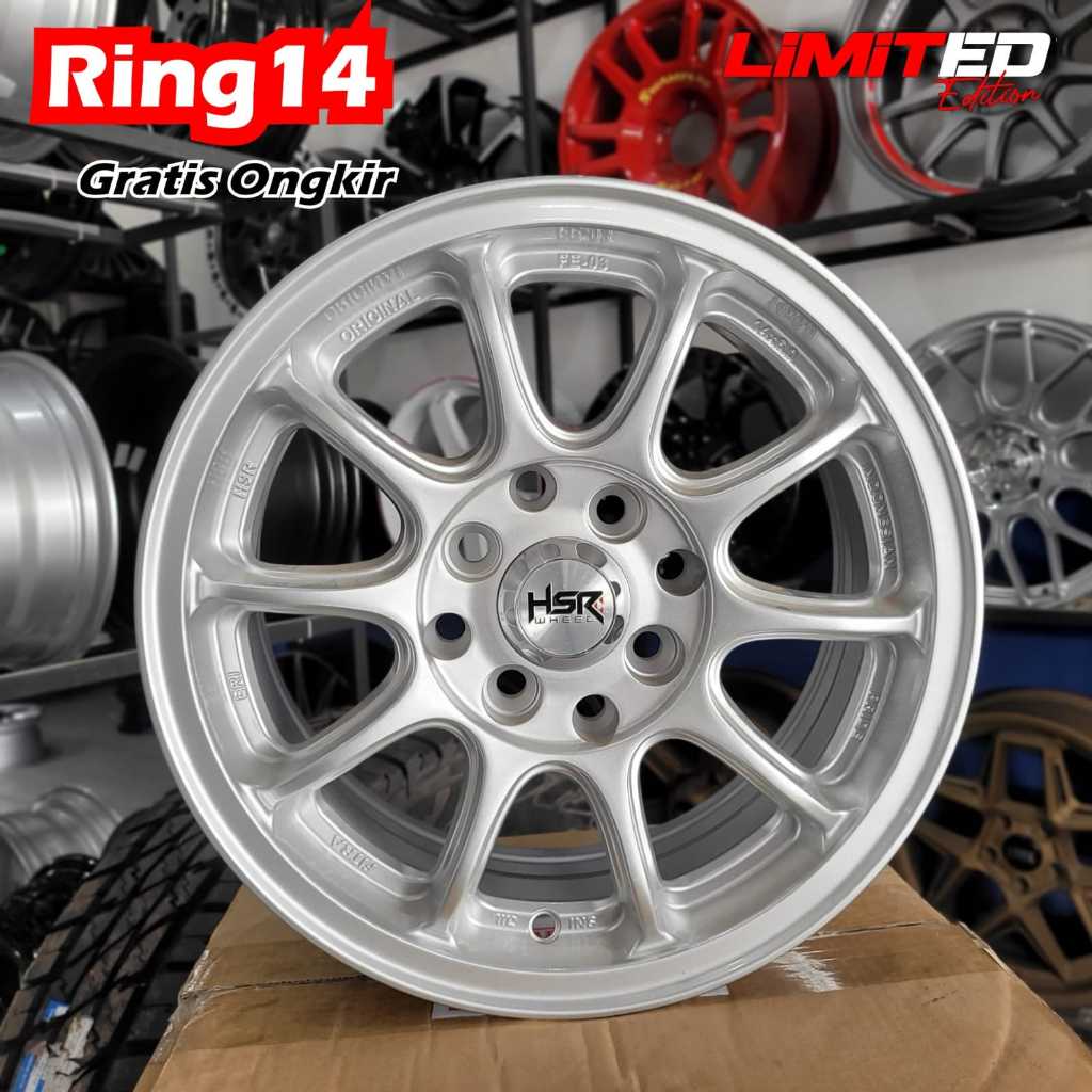 Velg mobil ring 14 HSR FE03 velg mobil racing r14 Agya,ayla,ignis,brio,calya,sigra,jazz,yaris,etios 