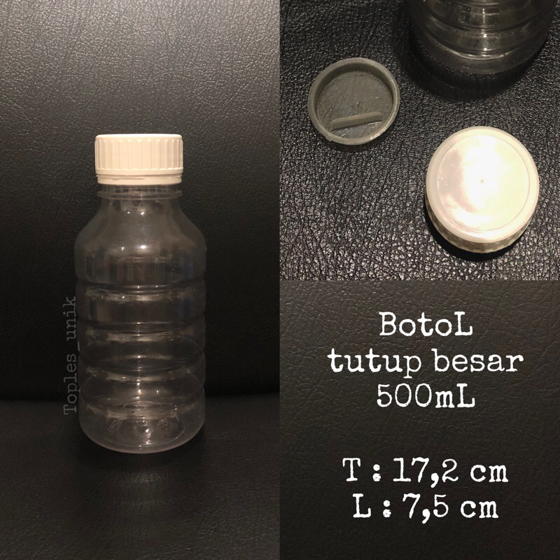 [100pcs] Botol tutup besar 500ml | Botol madu | Botol minuman | Botol double tutup | TEBAL