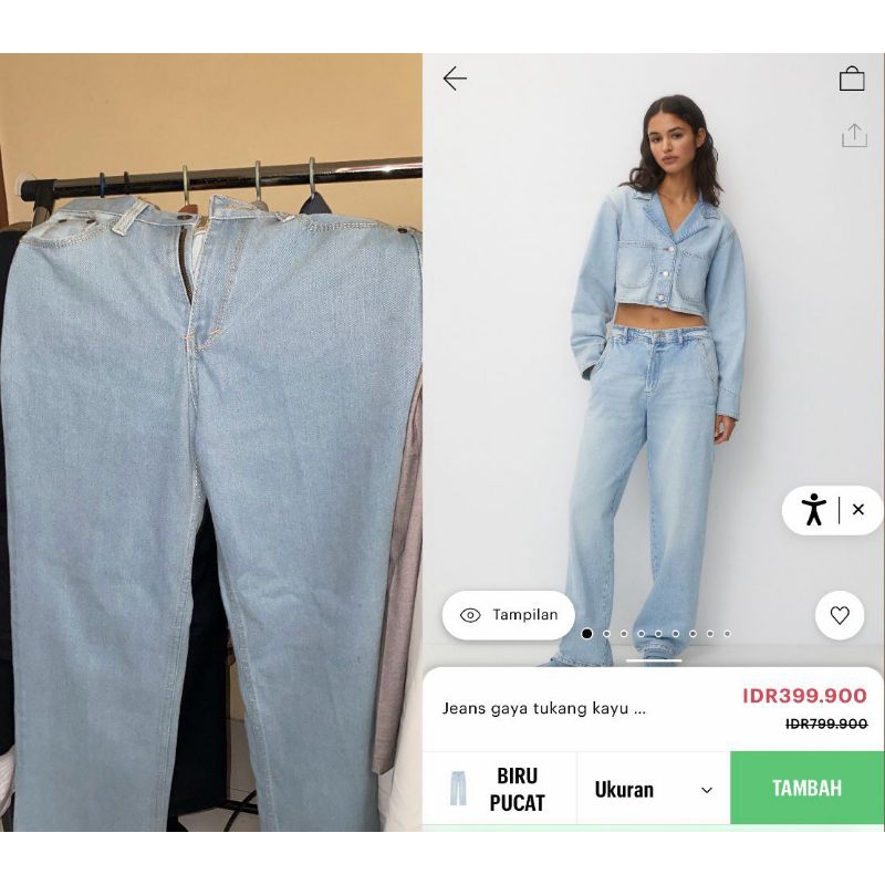 Celana Kulot Jeans Pull & Bear 32 Biru Muda