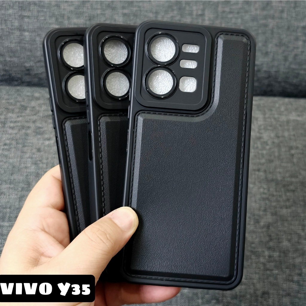 VIVO Y33T VIVO Y33A CASE LEATHER PRO SOFTCASE BLACK VIVO Y33T VIVO Y33A