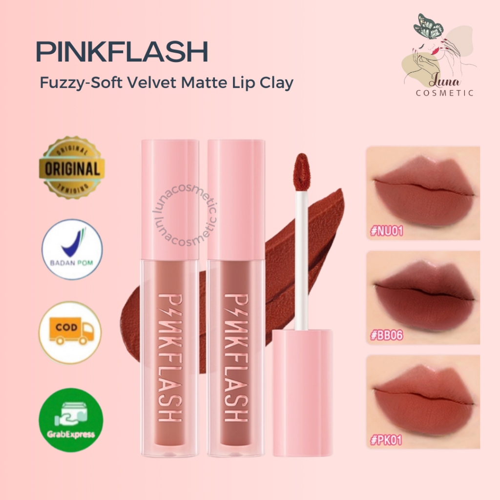 PINKFLASH Fuzzy-Soft Velvet Matte Lip Clay Lipstik Lightweight Lip Mud For Lip & Cheek