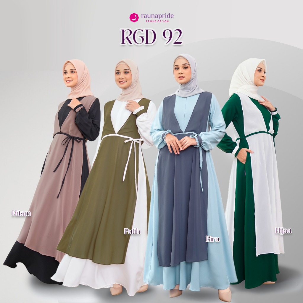 RGD 92 HITAM, PUTIH, HIJAU, BIRU DAILY WEAR, DAILY DRESS, CASUAL DRESS, GAMIS HARIAN, GAMIS PESTA RA