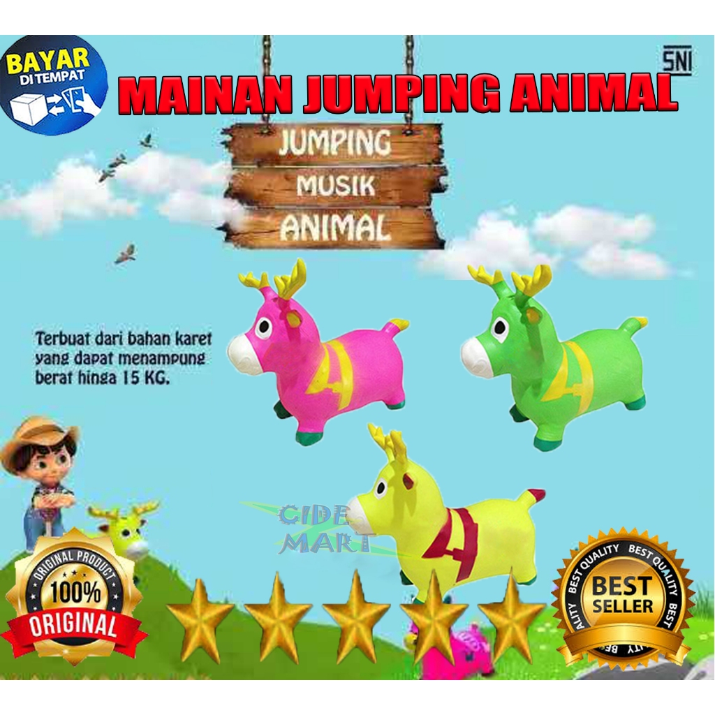 MC Jumping Animal Mainan Kuda Kudaan Karet Mainan Kuda Tunggang Music LED / Mainan Jumping Karet Ana