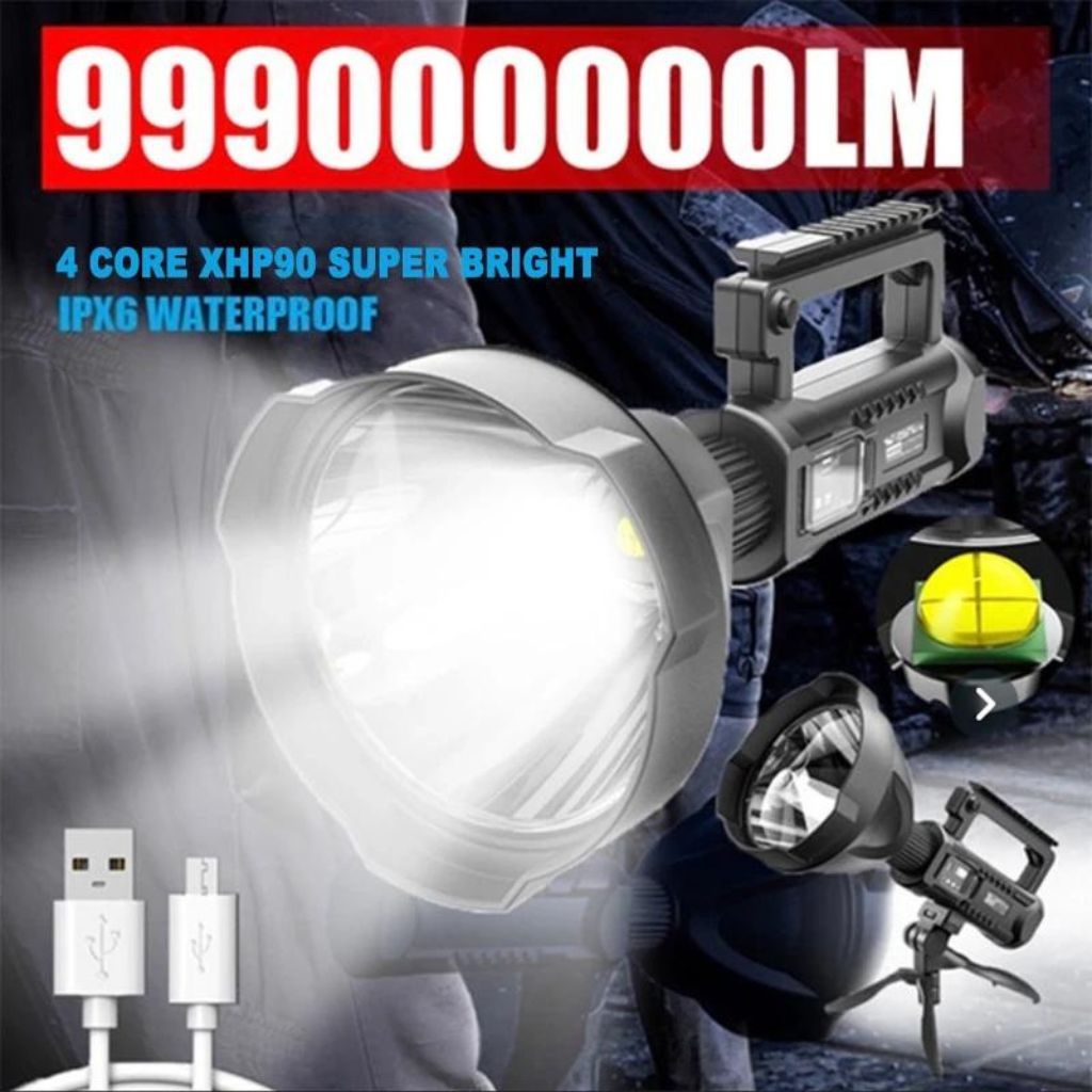 Senter X2000 LED Sorot Jarak Jauh / Senter Jumbo Super Terang Led High Power Flashlight / Senter Tri
