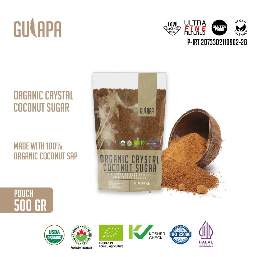 

Gulapa - Gula Kristal Kelapa Organik (Organic Crystal Coconut Sugar) Pouch 500 Gr