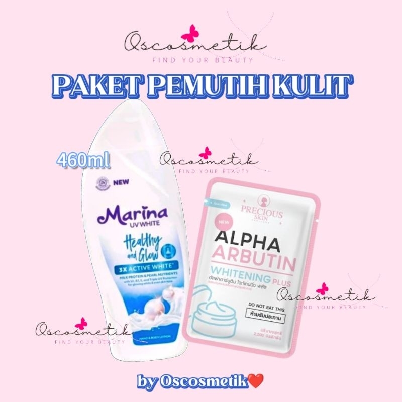 Racikan Lotion Marina Biru 460ml + Alpha Arbutin Capsule