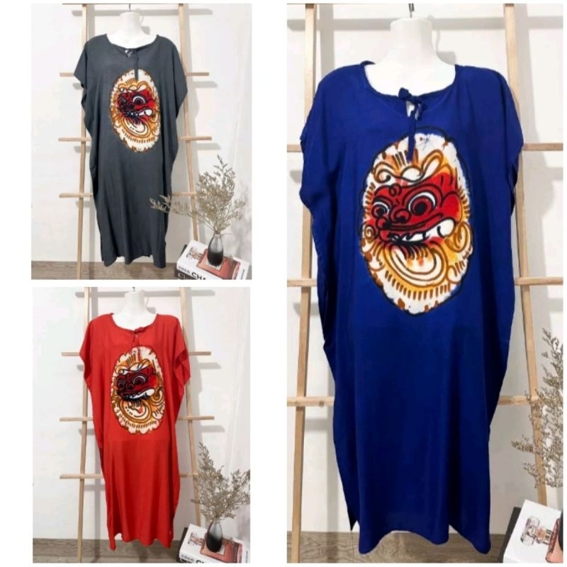 Daster barong lukis jumbo Bali Panjang, baju tidur wanita murah, bahan rayon adem halus, daster jumb