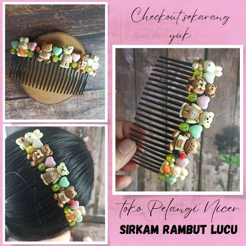 Sirkam Rambut Korea Bear Lucu- Sirkam Rambut Korea Anak -Sirkam sanggul Headpiece Mahkota