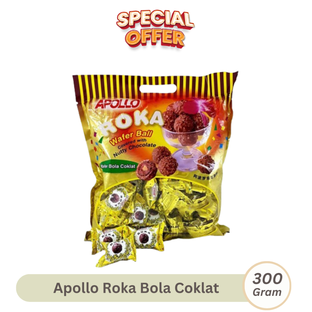 

Roka Apollo Bola Chocolate 300gr isi 50pcs Wafer Ball Snack Coklat