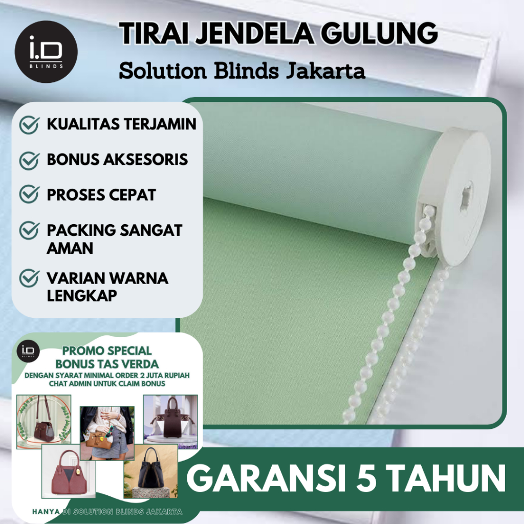Tirai Jendela Gulung Roller Blind Tirai Blind Gorden Blind Premium