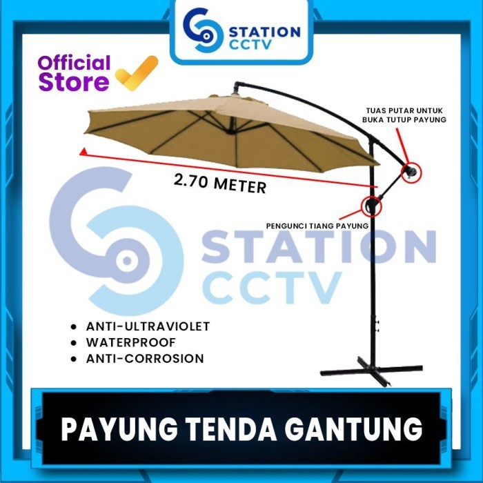 Tenda Payung Gantung 300cm / Tenda Payung Tiang Samping