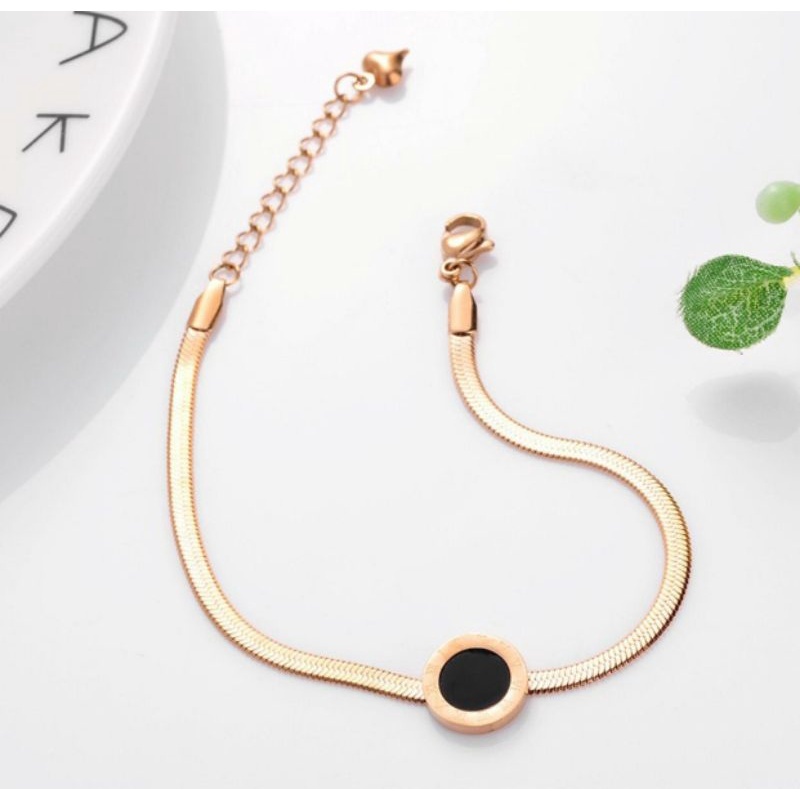 Gelang titanium rantai plat hitam