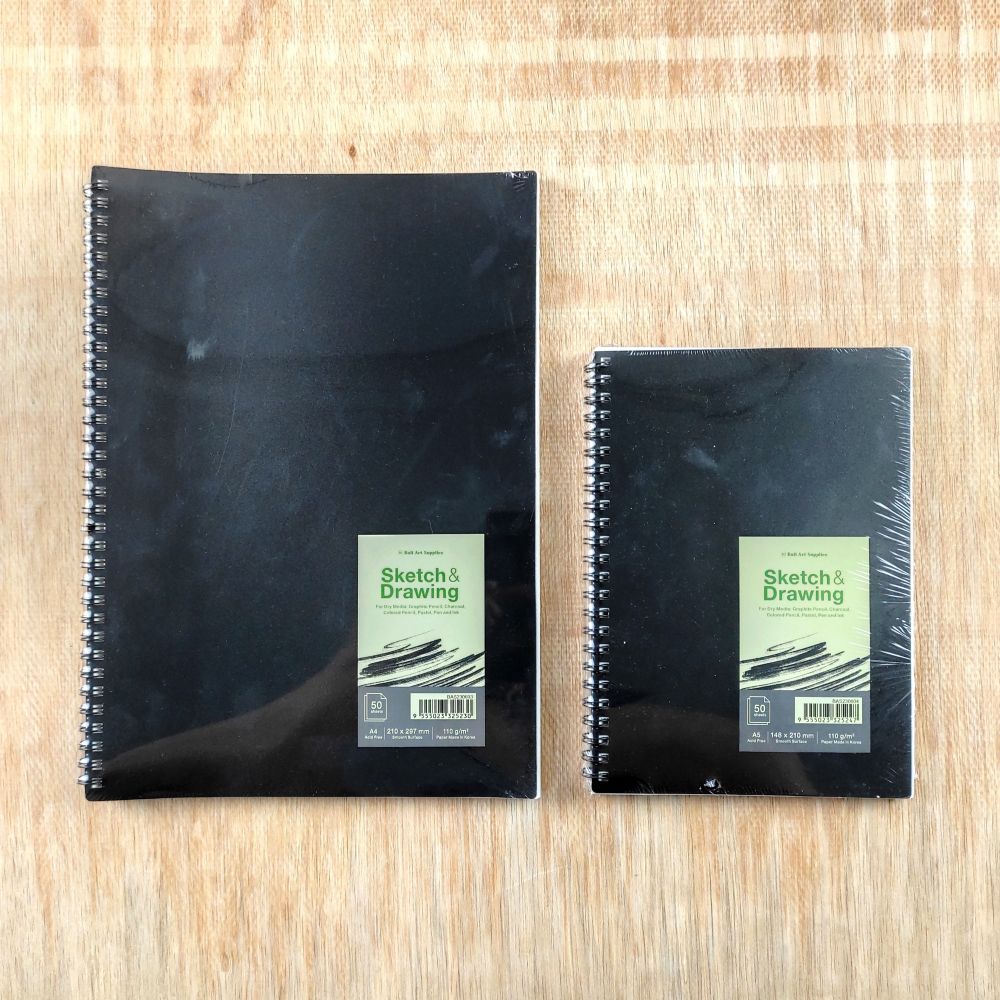 

BALIARTEMEDIA Wire-O Black PP Sketch Book 110gsm A5/A4/A3 - Buku Sketsa