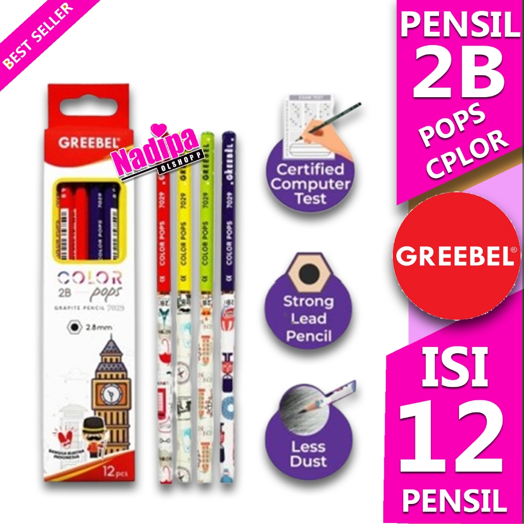 

PENSIL 2B GREEBEL COLOR POPS ( 7029 ) 2.8 mm 12 pcs NADIPA OLSHOPP