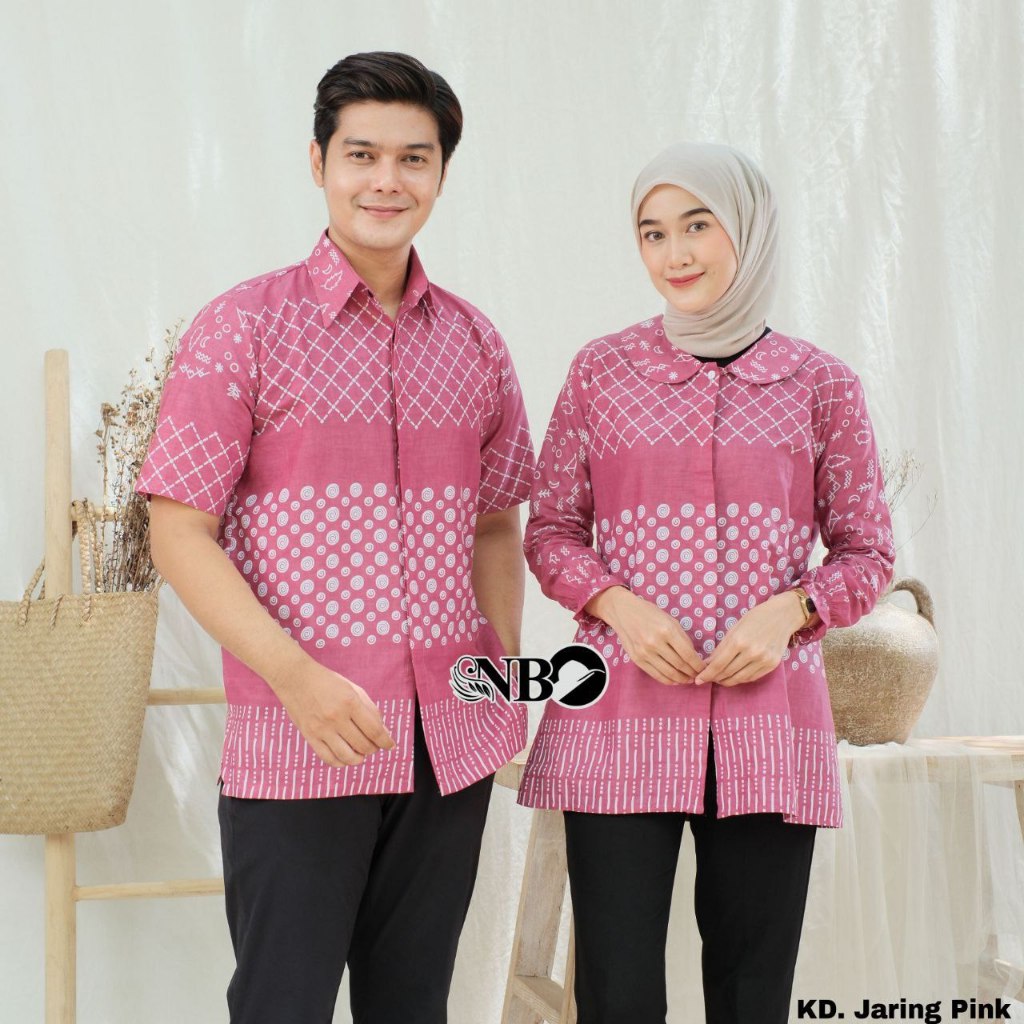 New Couple BajuBatik Modern KatunPremium Blouse Kancing Motif Model Terbaru BAJ 01